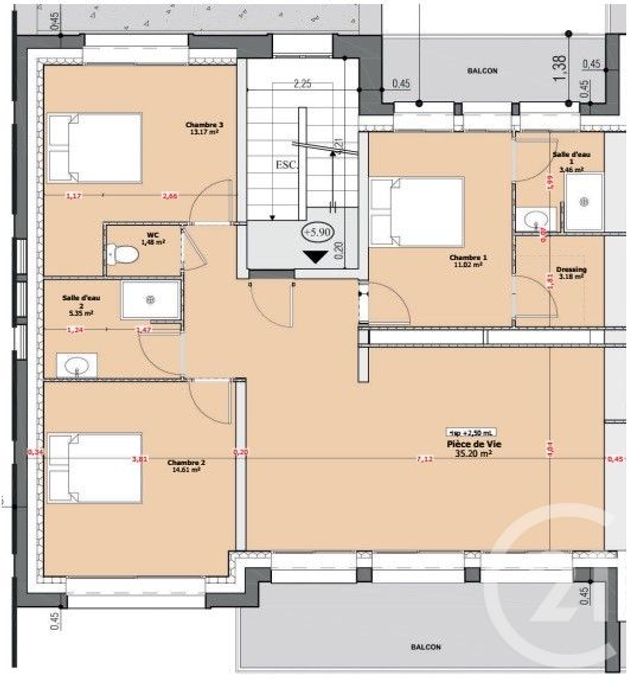 Appartement T4 à vendre - 4 pièces - 87.47 m2 - BRIVE LA GAILLARDE - 19 - LIMOUSIN - Century 21 Jaubert Et Regaudie