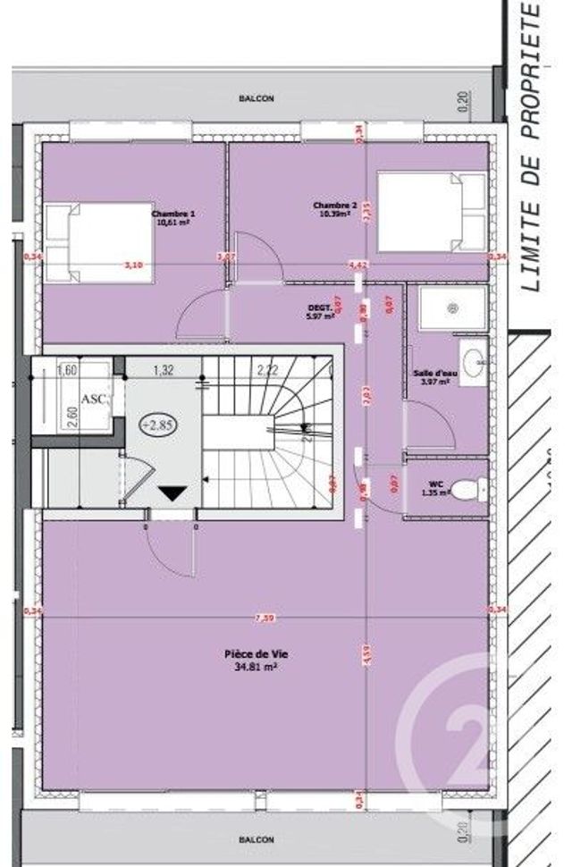 Appartement T3 à vendre - 3 pièces - 67.1 m2 - BRIVE LA GAILLARDE - 19 - LIMOUSIN - Century 21 Jaubert Et Regaudie